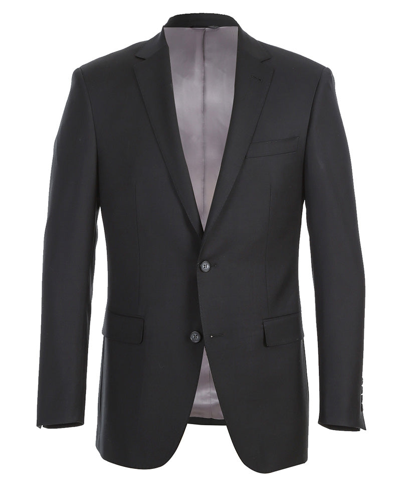 Half Canvas Wool Dress Suit Regular Fit 2 Piece in Black by Rivelino