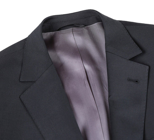 Half Canvas Wool Dress Suit Regular Fit 2 Piece in Black by Rivelino