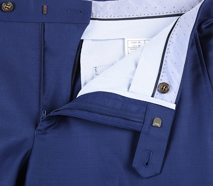 Half Canvas Wool Dress Suit Modern Fit 2 Piece in Blue by Rivelino