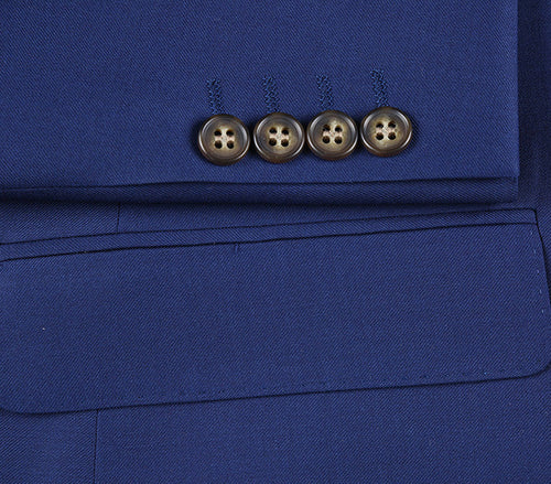 Half Canvas Wool Dress Suit Modern Fit 2 Piece in Blue by Rivelino