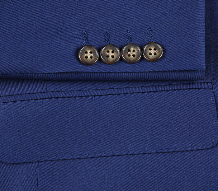 Half Canvas Wool Dress Suit Modern Fit 2 Piece in Blue by Rivelino