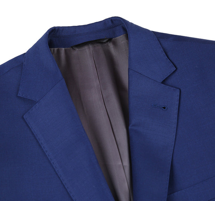 Half Canvas Wool Dress Suit Regular Fit 2 Piece in Blue by Rivelino