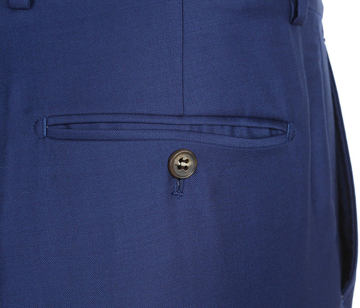 Half Canvas Wool Dress Suit Modern Fit 2 Piece in Blue by Rivelino