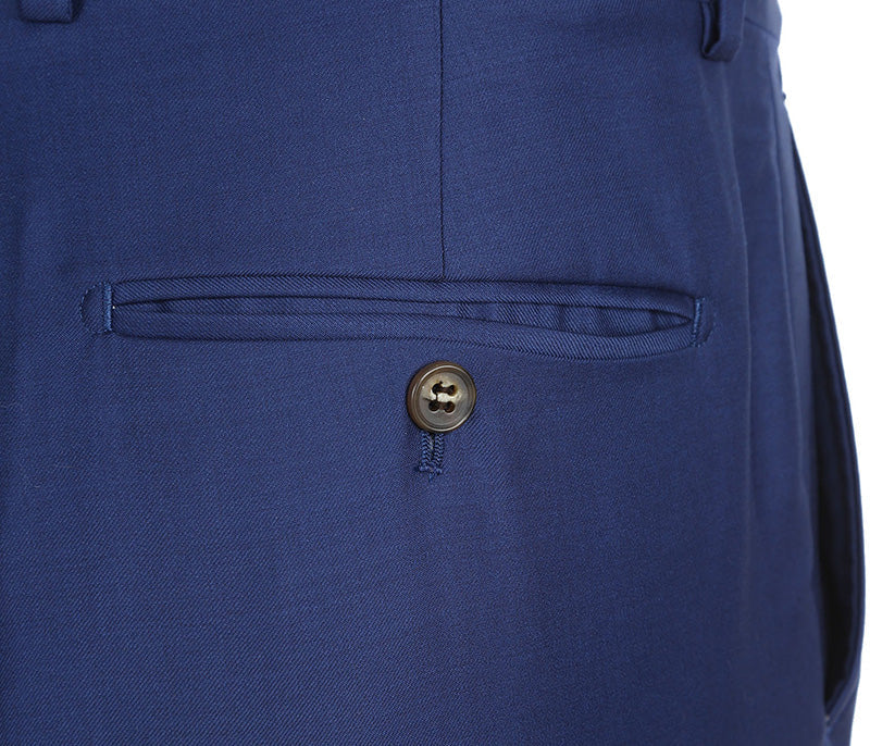 Half Canvas Wool Dress Suit Modern Fit 2 Piece in Blue by Rivelino