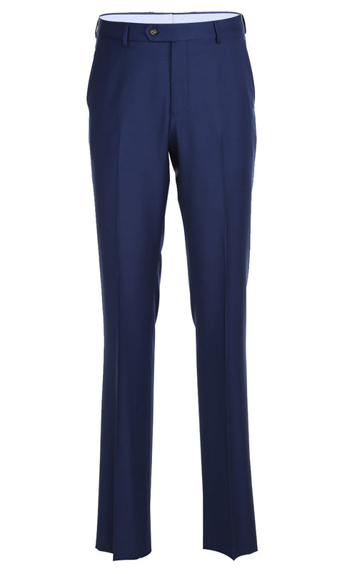Half Canvas Wool Dress Suit Modern Fit 2 Piece in Blue by Rivelino