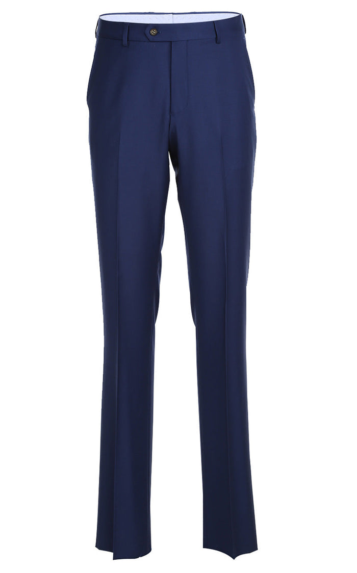 Half Canvas Wool Dress Suit Modern Fit 2 Piece in Blue by Rivelino
