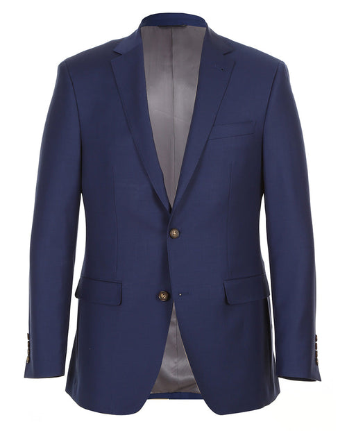 Half Canvas Wool Dress Suit Regular Fit 2 Piece in Blue by Rivelino