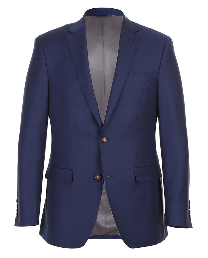 Half Canvas Wool Dress Suit Modern Fit 2 Piece in Blue by Rivelino