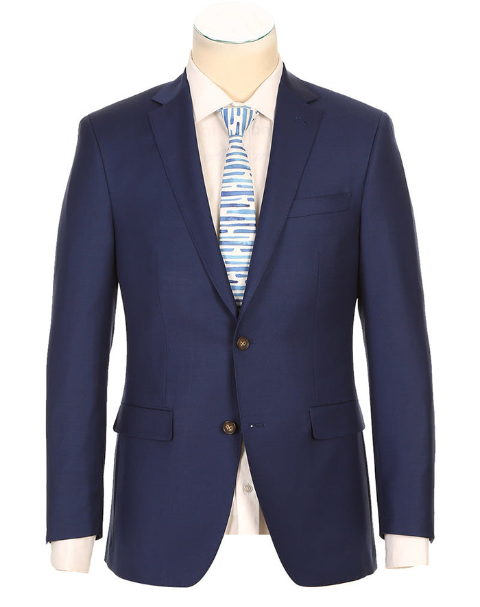 Half Canvas Wool Dress Suit Modern Fit 2 Piece in Blue by Rivelino