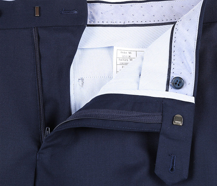 Half Canvas Stretch Wool Dress Suit Modern Fit 2 Piece in Navy by Rivelino