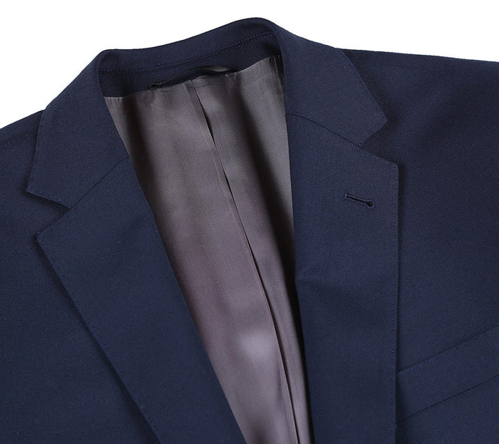 Half Canvas Stretch Wool Dress Suit Regular Fit 2 Piece in Navy by Rivelino