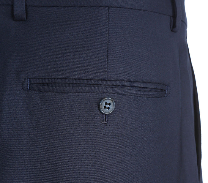 Half Canvas Stretch Wool Dress Suit Modern Fit 2 Piece in Navy by Rivelino
