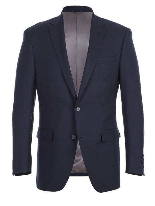 Half Canvas Stretch Wool Dress Suit Modern Fit 2 Piece in Navy by Rivelino