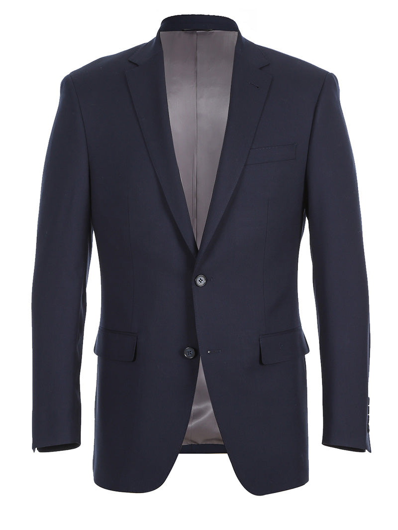 Half Canvas Stretch Wool Dress Suit Modern Fit 2 Piece in Navy by Rivelino