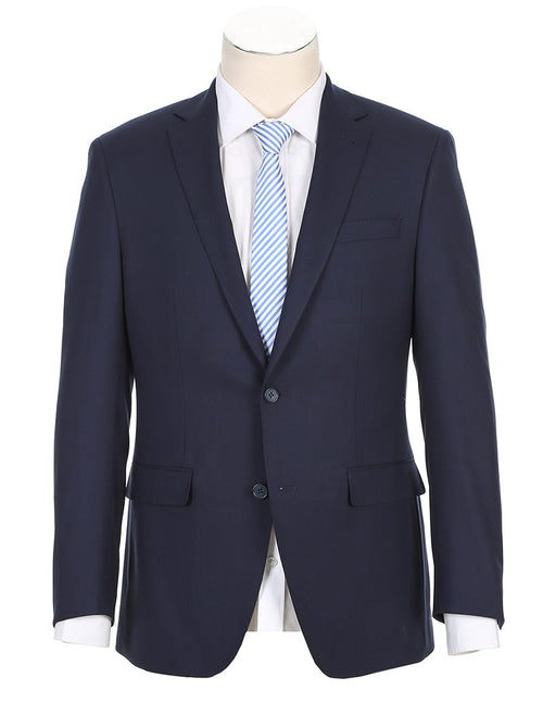 Half Canvas Stretch Wool Dress Suit Modern Fit 2 Piece in Navy by Rivelino