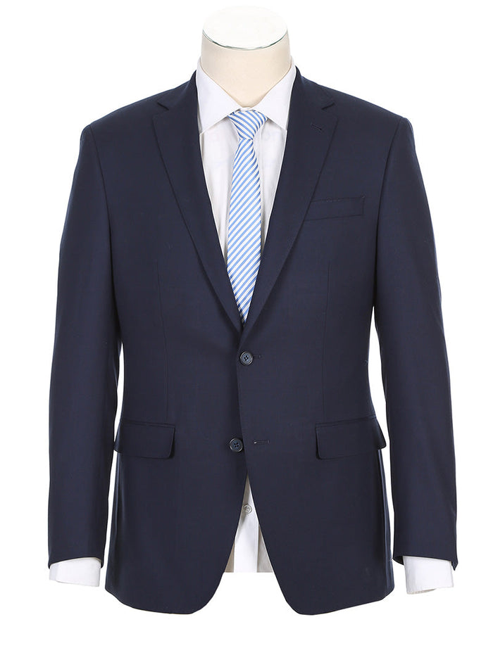Half Canvas Stretch Wool Dress Suit Modern Fit 2 Piece in Navy by Rivelino