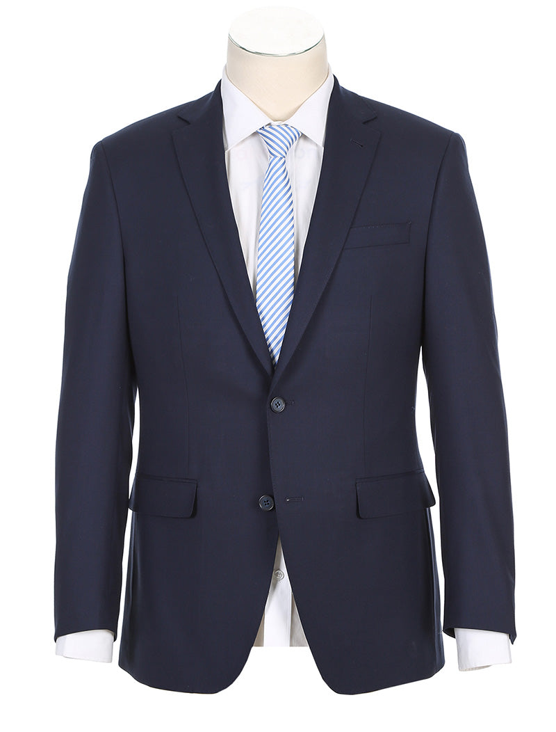 Half Canvas Stretch Wool Dress Suit Modern Fit 2 Piece in Navy by Rivelino