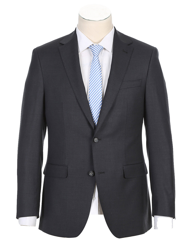 Half Canvas Wool Dress Suit Regular Fit 2 Piece in Charcoal by Rivelino