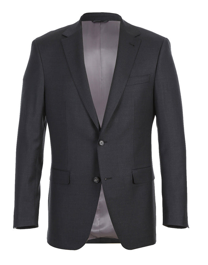 Half Canvas Wool Dress Suit Modern Fit 2 Piece in Charcoal by Rivelino