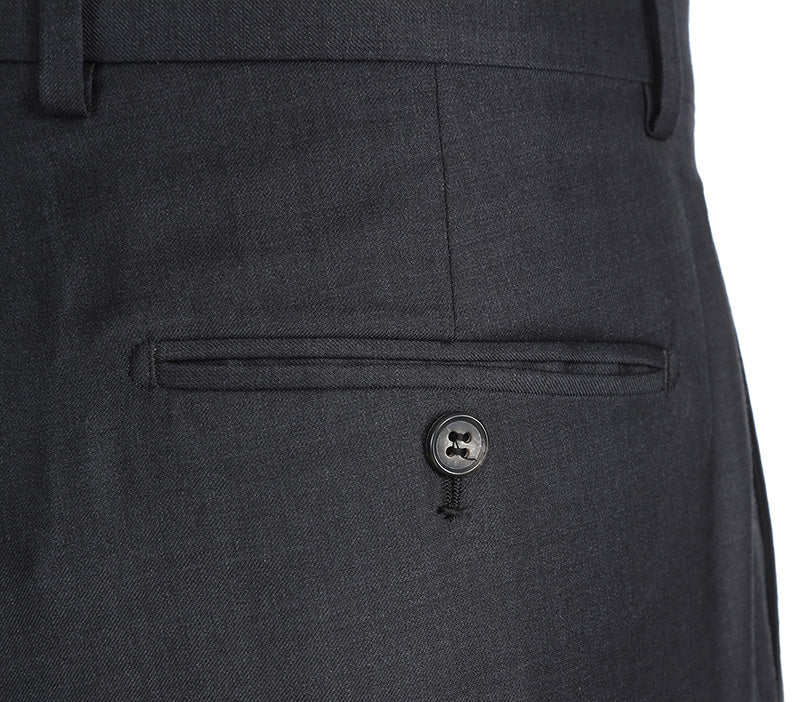 Half Canvas Wool Dress Suit Regular Fit 2 Piece in Charcoal by Rivelino