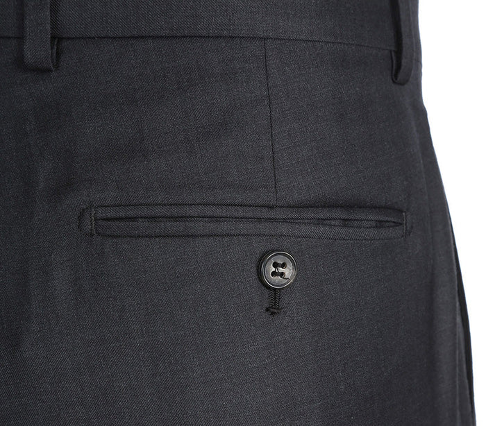 Half Canvas Wool Dress Suit Modern Fit 2 Piece in Charcoal by Rivelino