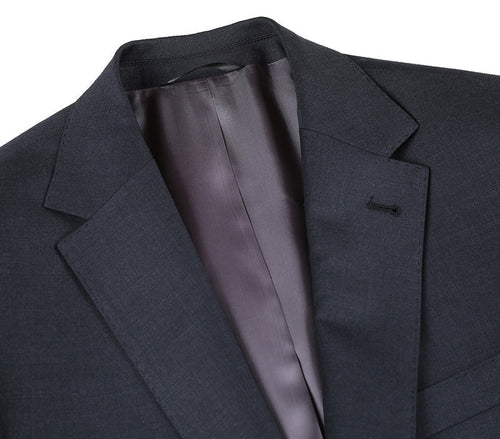 Half Canvas Wool Dress Suit Modern Fit 2 Piece in Charcoal by Rivelino