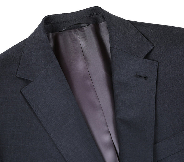 Half Canvas Wool Dress Suit Modern Fit 2 Piece in Charcoal by Rivelino