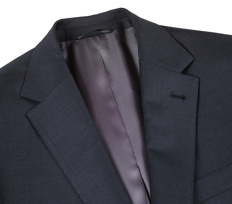 Half Canvas Wool Dress Suit Modern Fit 2 Piece in Charcoal by Rivelino