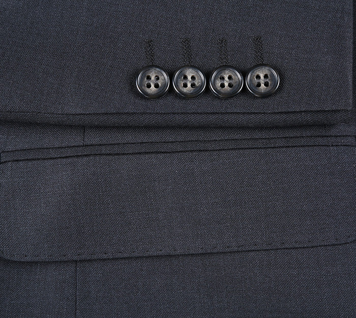 Half Canvas Wool Dress Suit Modern Fit 2 Piece in Charcoal by Rivelino
