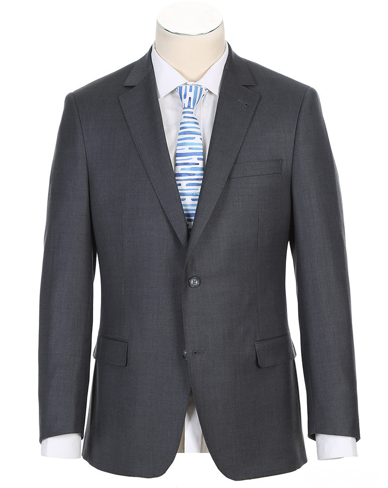 Half Canvas Wool Dress Suit Modern Fit 2 Piece in Gray by Rivelino