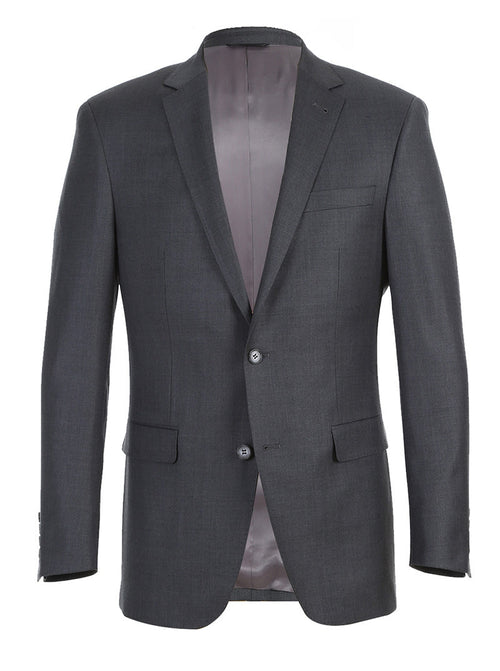 Half Canvas Wool Dress Suit Modern Fit 2 Piece in Gray by Rivelino