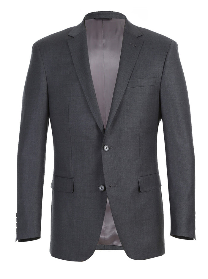 Half Canvas Wool Dress Suit Modern Fit 2 Piece in Gray by Rivelino