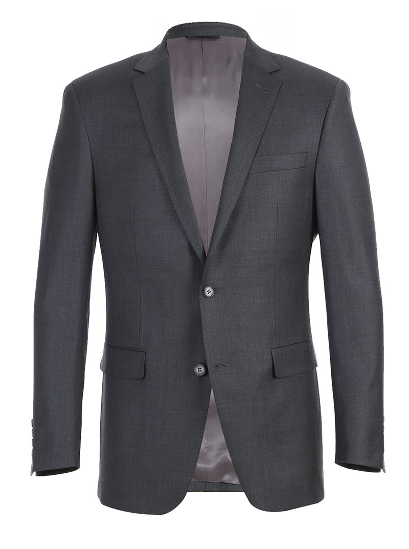 Half Canvas Wool Dress Suit Modern Fit 2 Piece in Gray by Rivelino