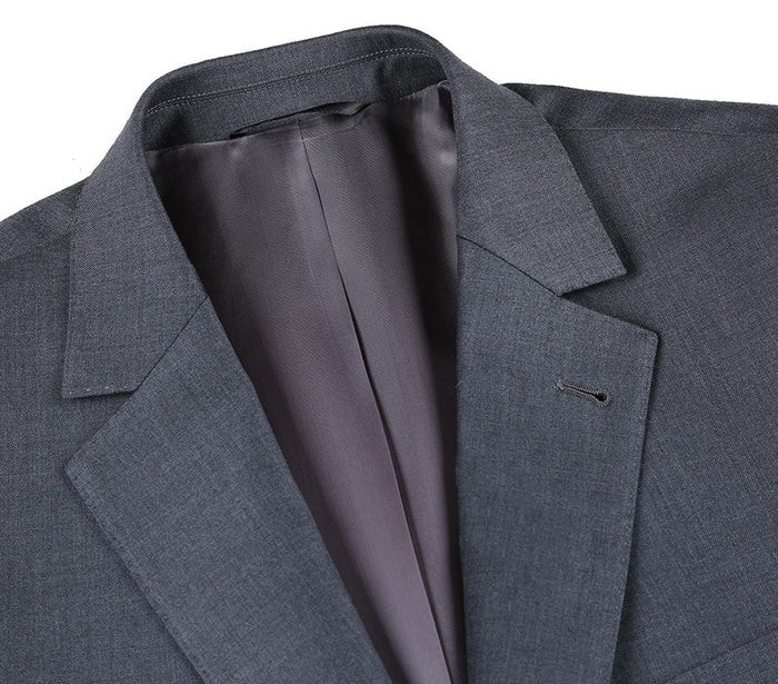 Half Canvas Wool Dress Suit Modern Fit 2 Piece in Gray by Rivelino