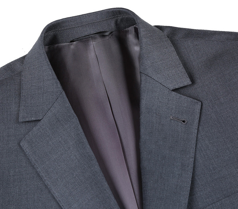 Half Canvas Wool Dress Suit Regular Fit 2 Piece in Gray by Rivelino