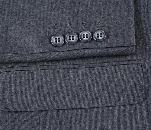 Half Canvas Wool Dress Suit Modern Fit 2 Piece in Gray by Rivelino