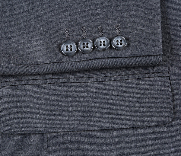 Half Canvas Wool Dress Suit Modern Fit 2 Piece in Gray by Rivelino