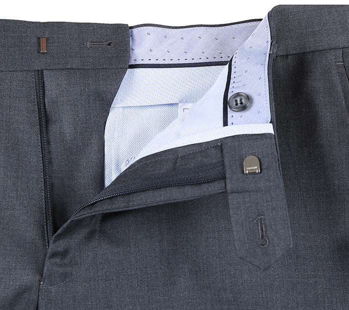 Half Canvas Wool Dress Suit Modern Fit 2 Piece in Gray by Rivelino