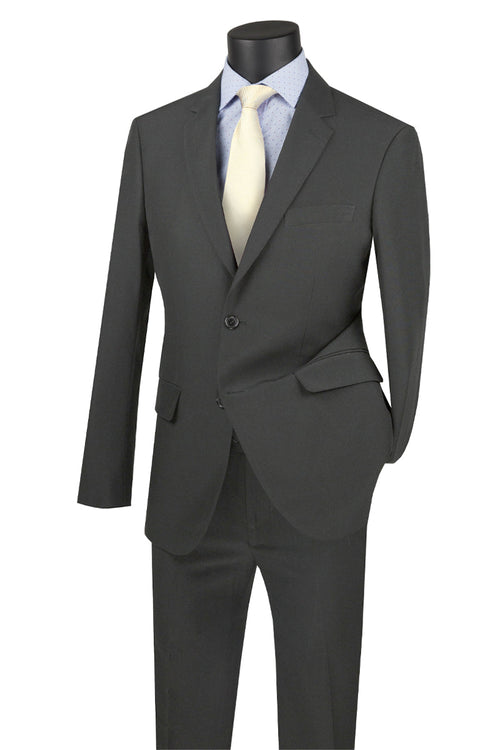 Mens Basic 2 Button Classic Fit Poplin Suit in Burgundy by Vinci