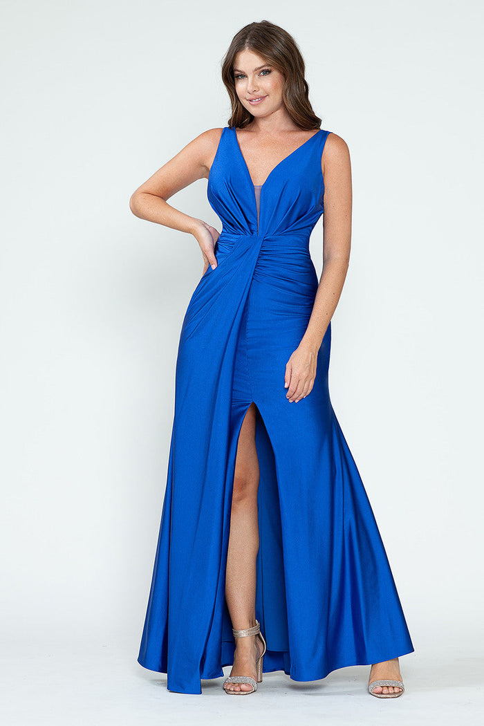 Bridesmaid Dress V-Neck Empire Bodice Ruched Prom Gown By Lenovia 5319-New Collection