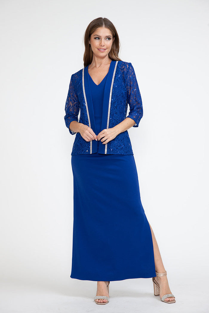 Mother Of The Groom Dress V-Neck Jacket Formal Gown By Lenovia 5293