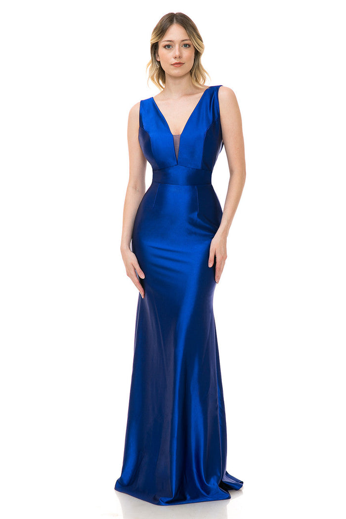 Red Carpet Dress Deep V-Neck Sleeveless Mermaid Gown By Lenovia 5248