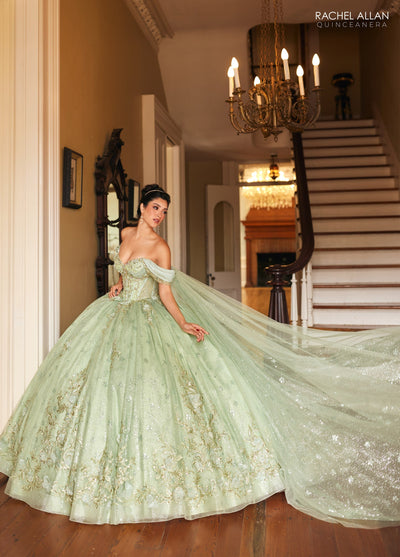 Rachel Allan RQ3146 Cape Sleeve Quinceanera Dress