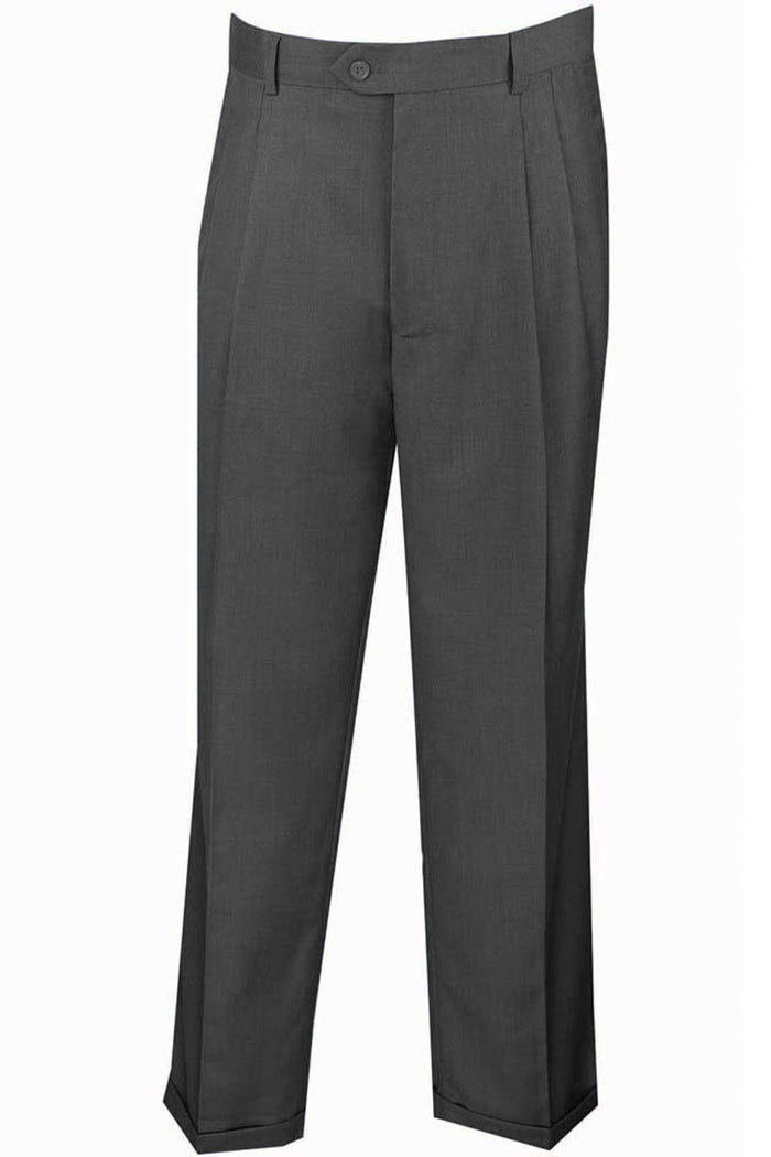 Mens Classic Fit Single Pleat Dress Slacks in Brown by Vinci