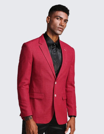 Red Two Button Slim Fit Two Button Notch Lapel - Wedding - Prom by Men's Tuxedo USA