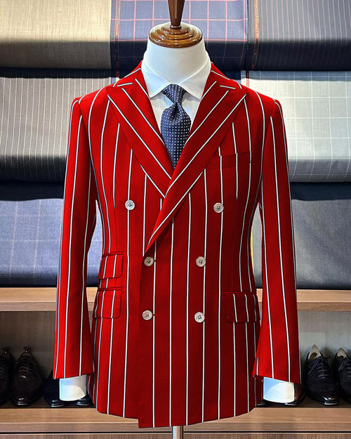 Red Pinstripe Suit - Gangster Suit - 1920's Suit - Double Breasted Suit by USA Men's Outlet