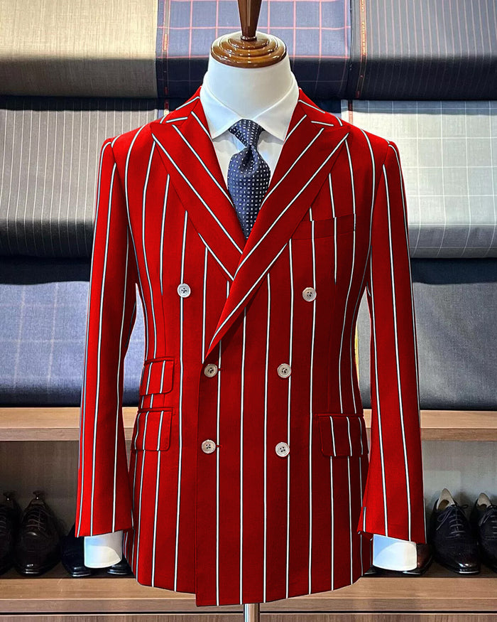 Red Pinstripe Suit - Gangster Suit - 1920's Suit - Double Breasted Suit by USA Men's Outlet