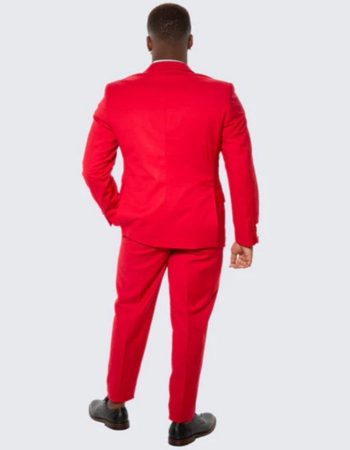 Red Skinny Fit Suit Three Piece Set with Double Breasted Vest - Wedding - Prom by Men's Tuxedo USA