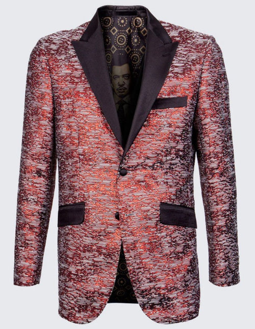 Red Textured Tuxedo Jacket 2 Button Slim Fit with Satin Peak Lapel- Wedding - Prom by Men's Tuxedo USA