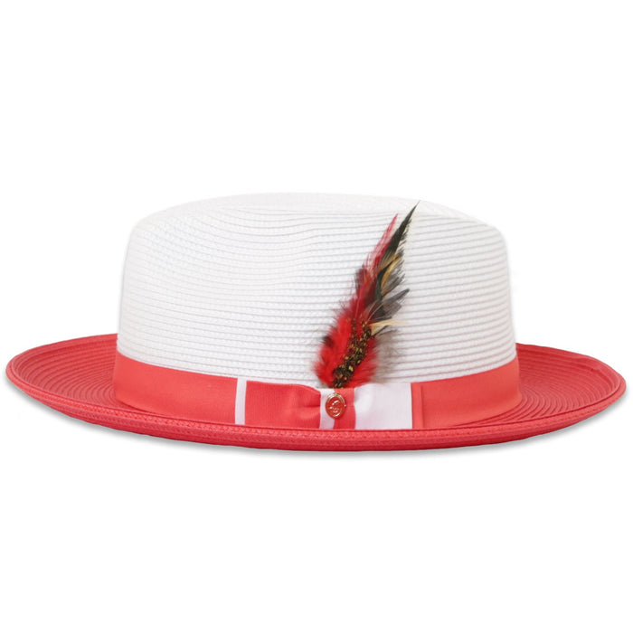 Tapa Crushable Straw Hat Fedora in Two Tone Red-White by Ferrecci USA